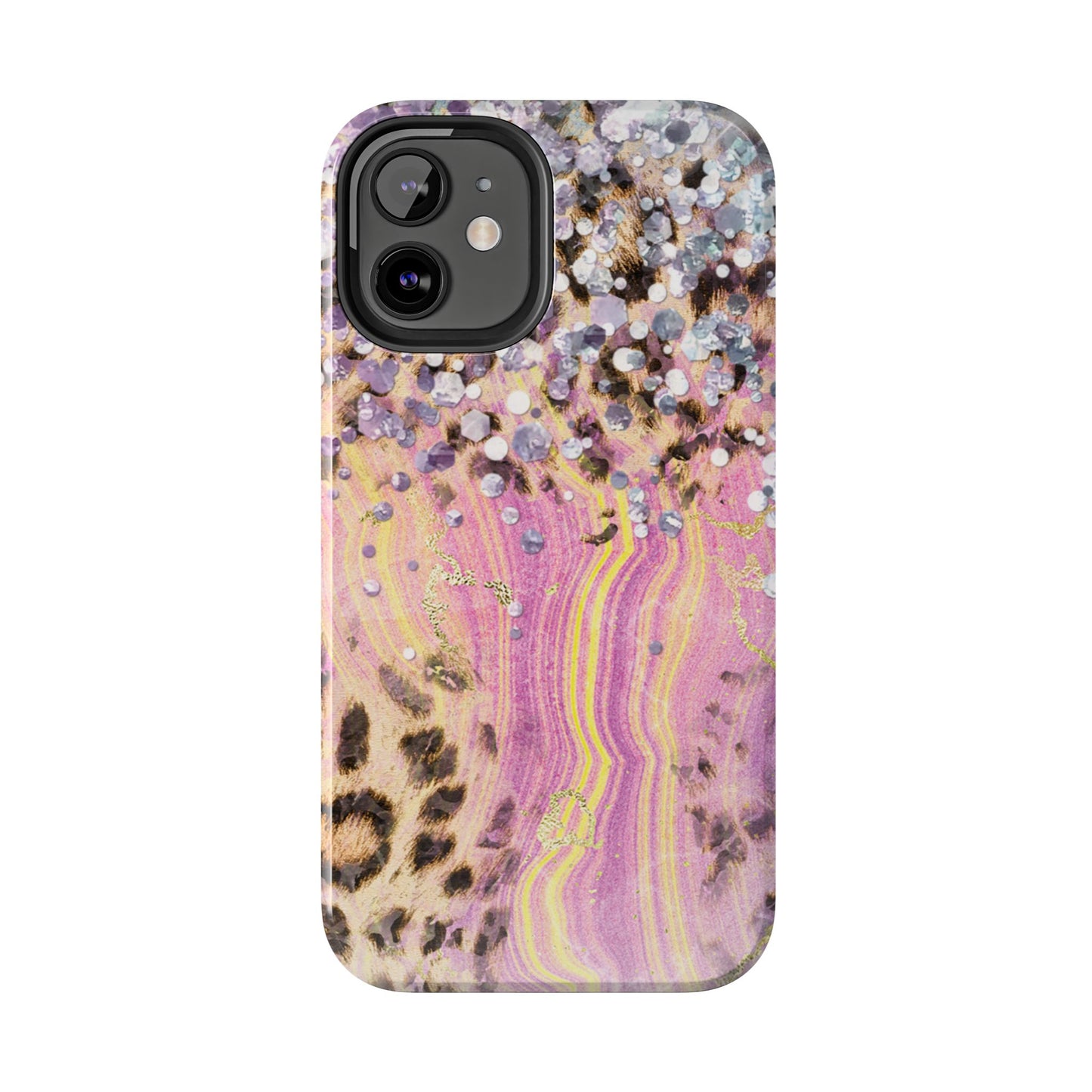 Crystal Glam Leopard - iPhone Series Case with Glitter and Gem Accents