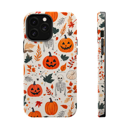 Halloween Pumpkin & Skeleton MagSafe iPhone Case – Spooky Autumn Design