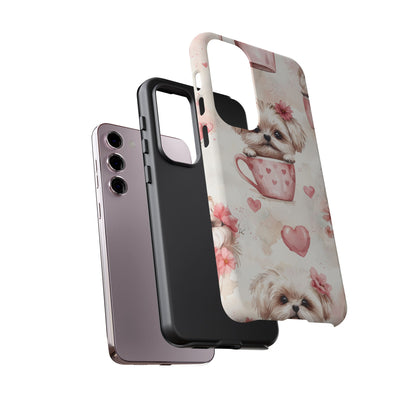 Floral Puppy in Teacup Samsung Galaxy  Case – Cute Pink Flower Design, Tough Dual-Layer Protection