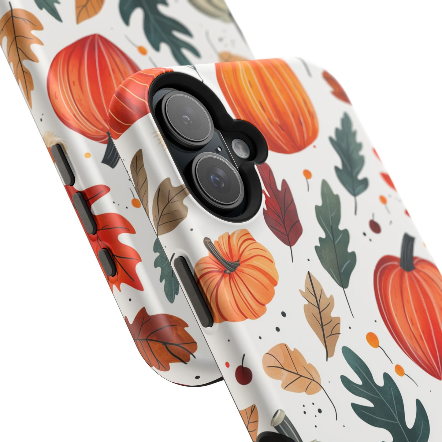 Autumn Harvest MagSafe iPhone Case - Pumpkin and Fall Leaf Design