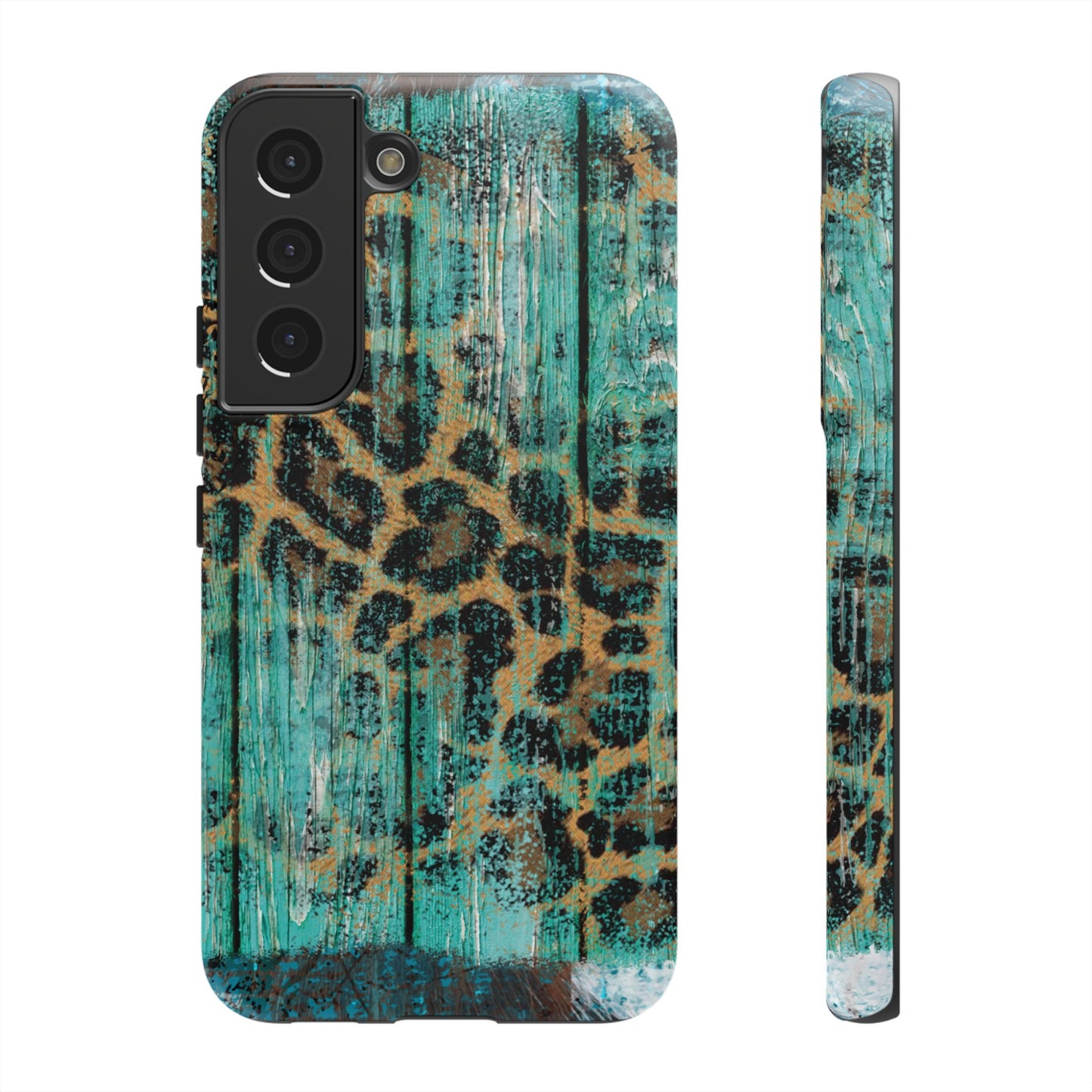 Turquoise Rustic Leopard Wood - Samsung Galaxy Series Case