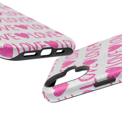 Pink Glitter Love Pattern – MagSafe iPhone Case