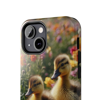 Charming Ducklings in Floral Garden - iPhone Case