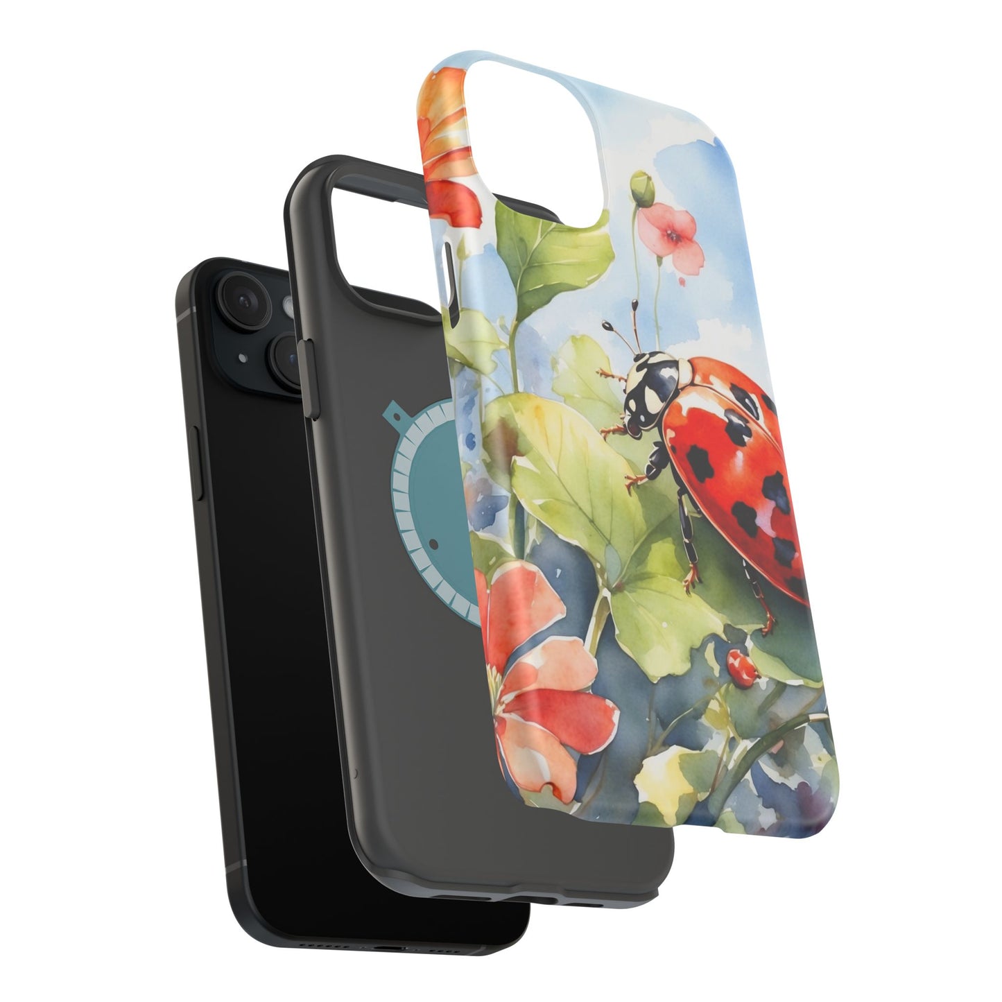 Watercolor Ladybug & Poppy Fields - MagSafe iPhone Case