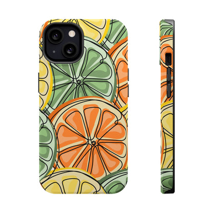 Citrus Zest Tough MagSafe iPhone Case – Bold Lime, Lemon, and Orange Design, Shockproof Protection