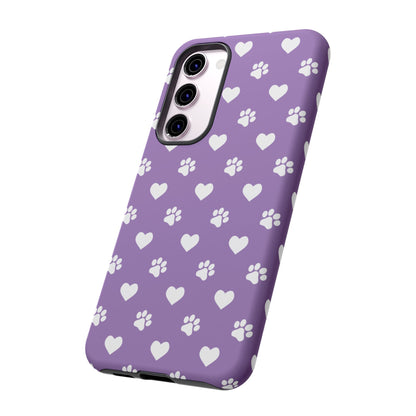 Lavender Paw Prints & Hearts Design - Adorable Pet Lover Samsung Galaxy Case