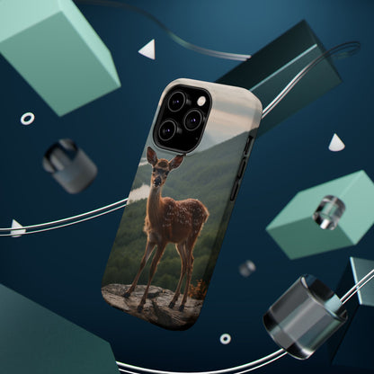 Majestic Fawn Overlooking Mountain Vista MagSafe iPhone Case