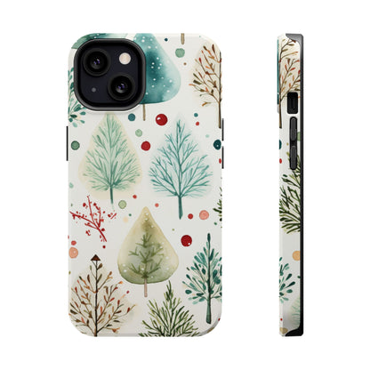 Watercolor Winter Trees MagSafe iPhone Case – Nature-Inspired, Holiday Theme Protective Cover