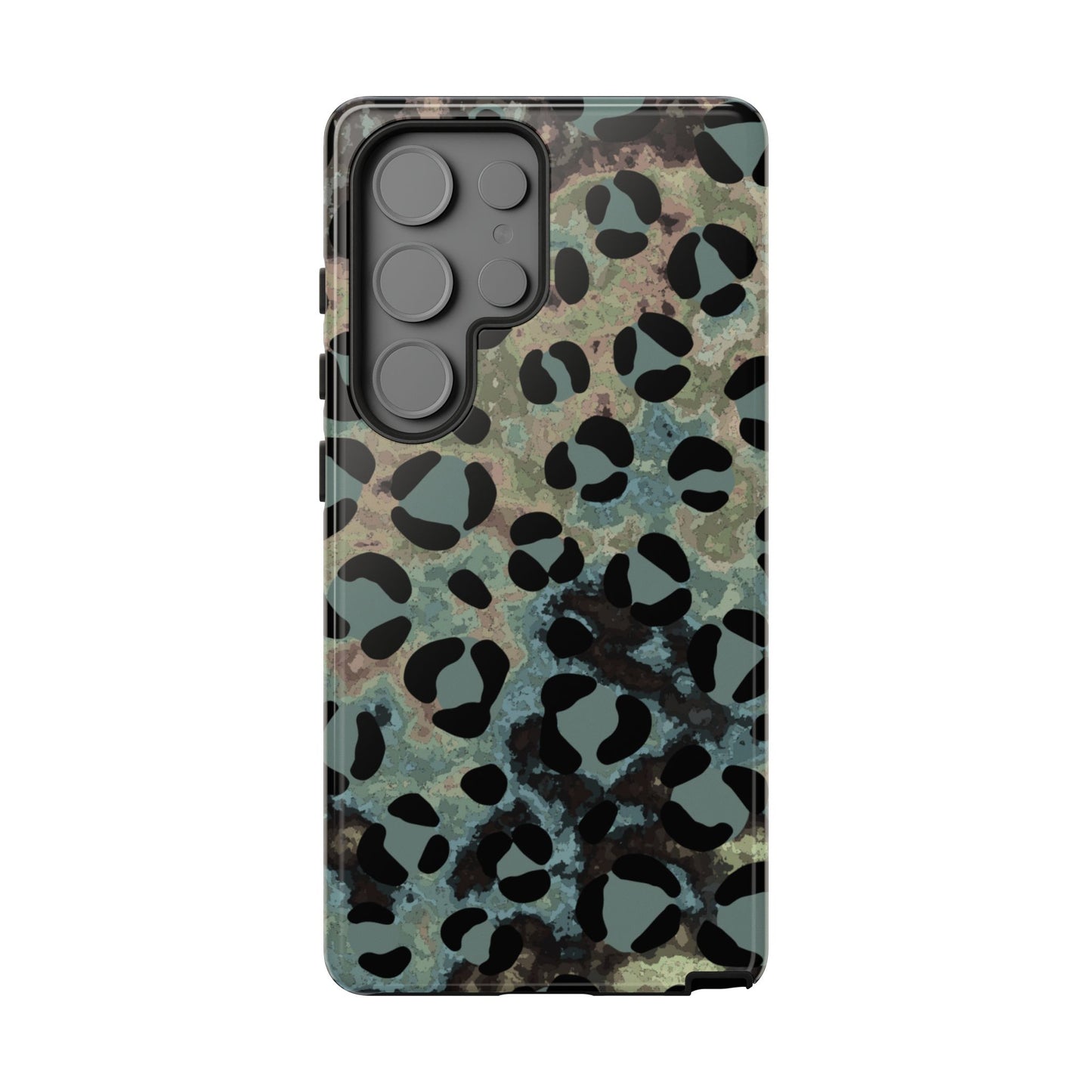 Moody Watercolor Leopard Print Tough Samsung Galaxy Case – Earthy Abstract Pattern with Dual-Layer Protection