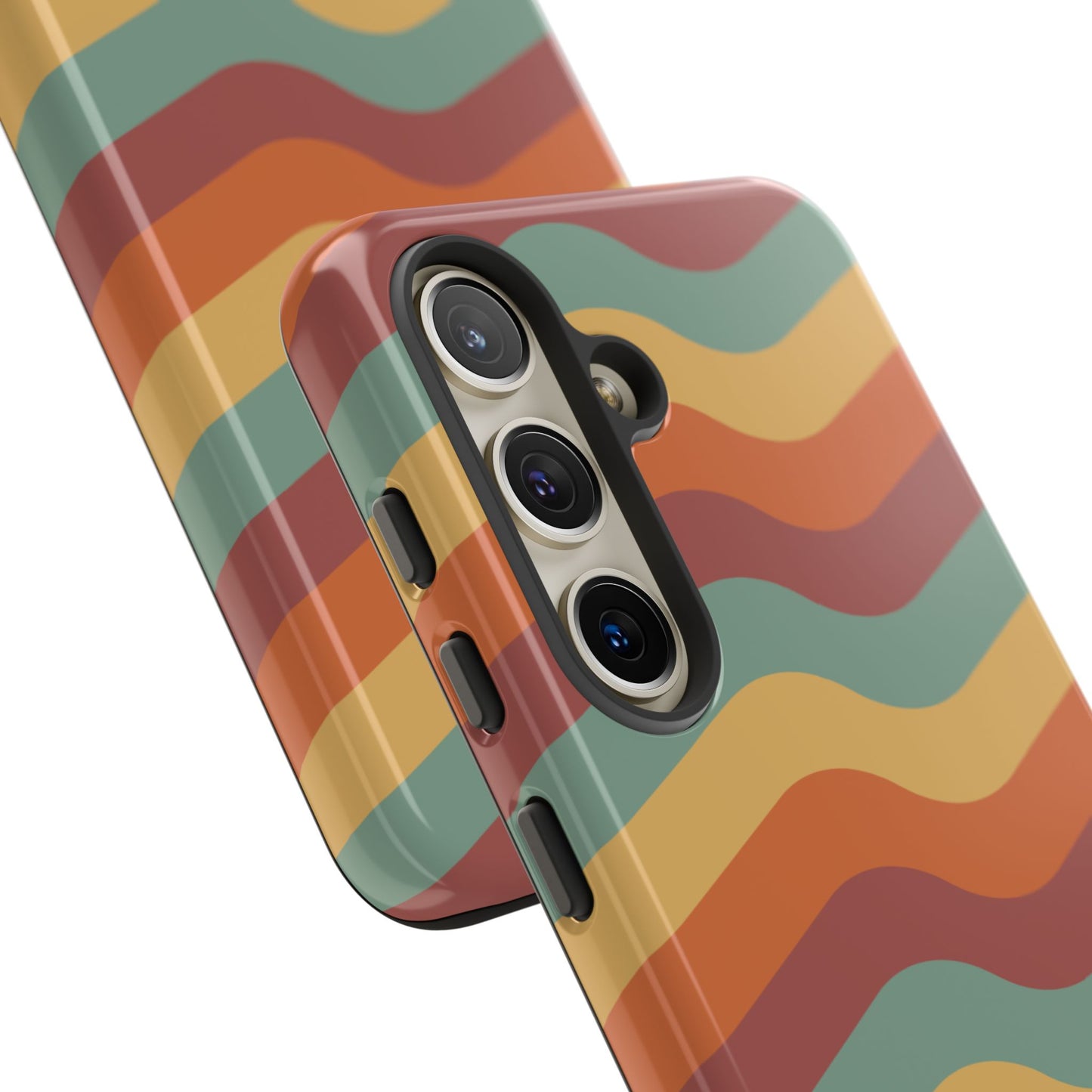 Retro Vibe Wavy Stripes Samsung Galaxy Case – 70s-Inspired in Teal, Orange, and Rust