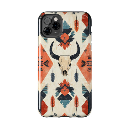 Southwestern Bull Skull iPhone Case – Durable Matte Finish with Rustic Tribal Design - BOGO Cases