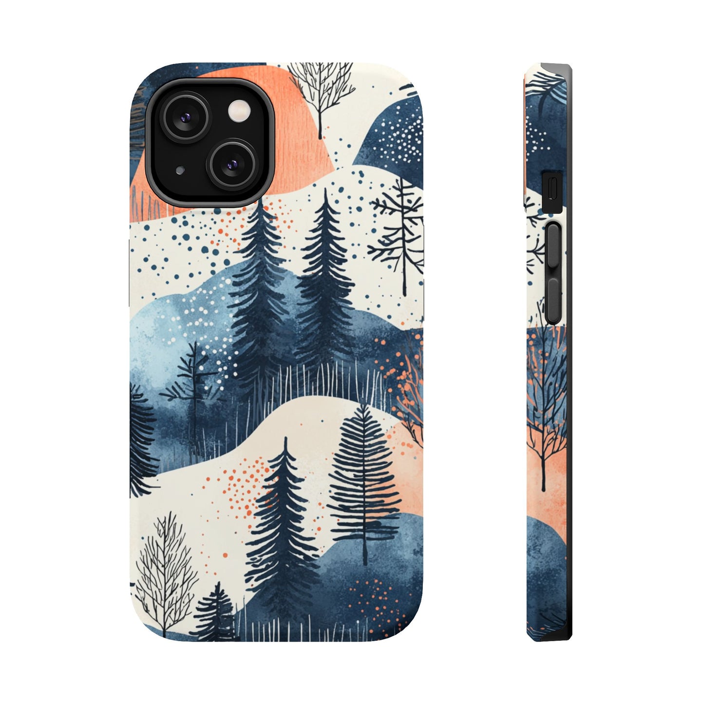 Winter Forest MagSafe iPhone Case | Watercolor Trees & Mountains