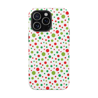 Red & Green Christmas Polka Dots – MagSafe iPhone Case