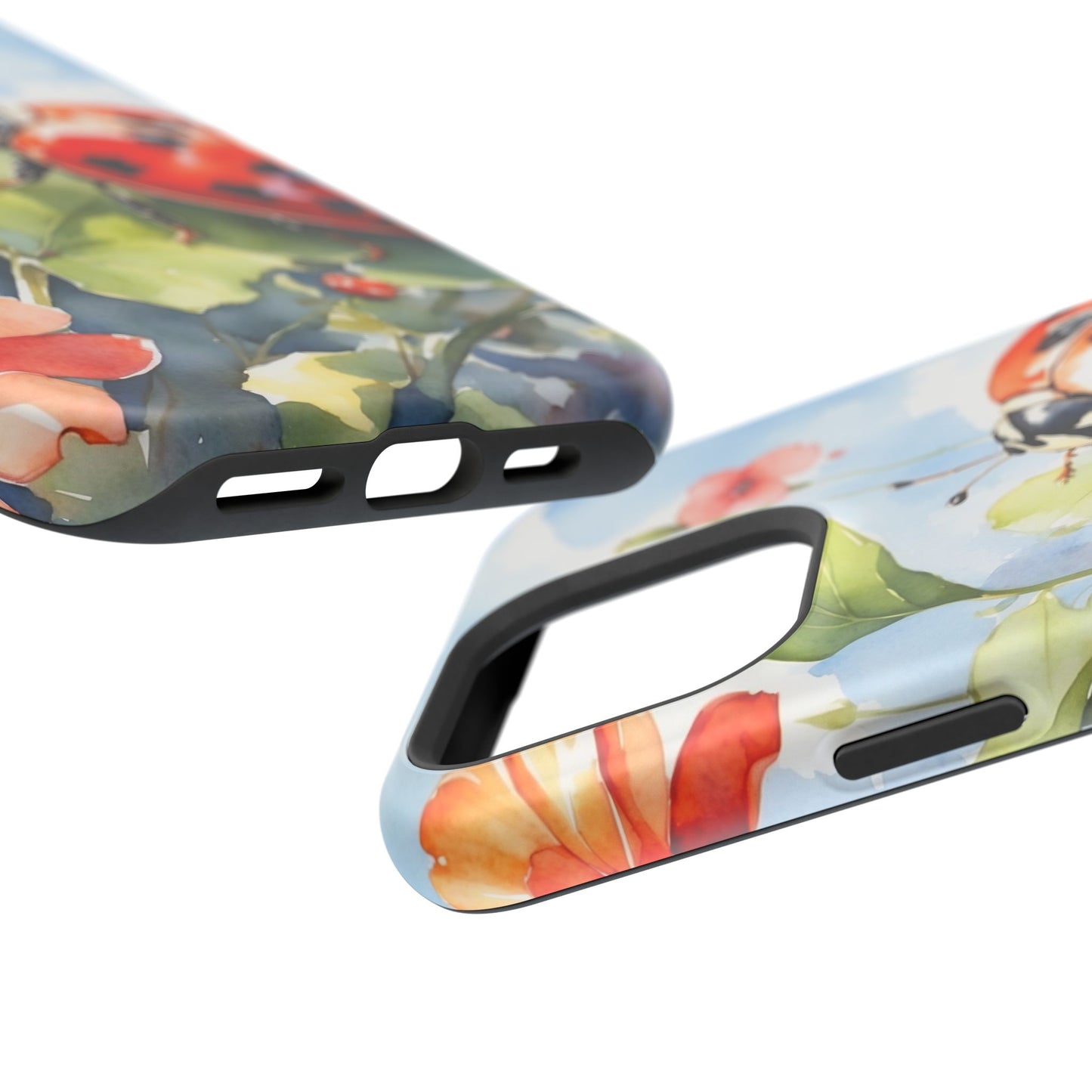 Watercolor Ladybug & Poppy Fields - MagSafe iPhone Case