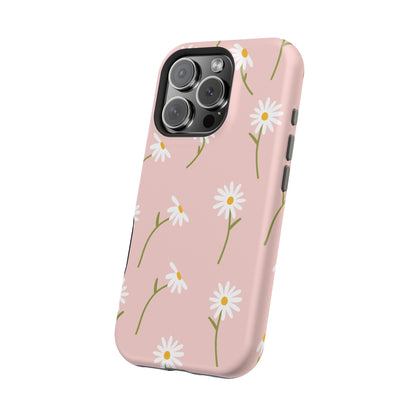 Daisy Delight Tough MagSafe iPhone Case – Cute Floral Design with Dual-Layer Protection