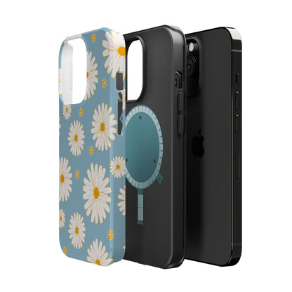 Bright Daisy MagSafe iPhone Case – Light Blue Background, Shockproof and Slim Design