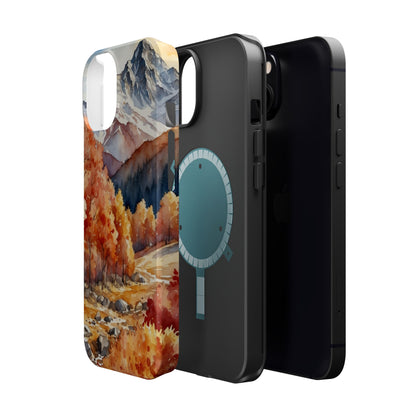 Watercolor Autumn Forest and Mountains - MagSafe iPhone Case