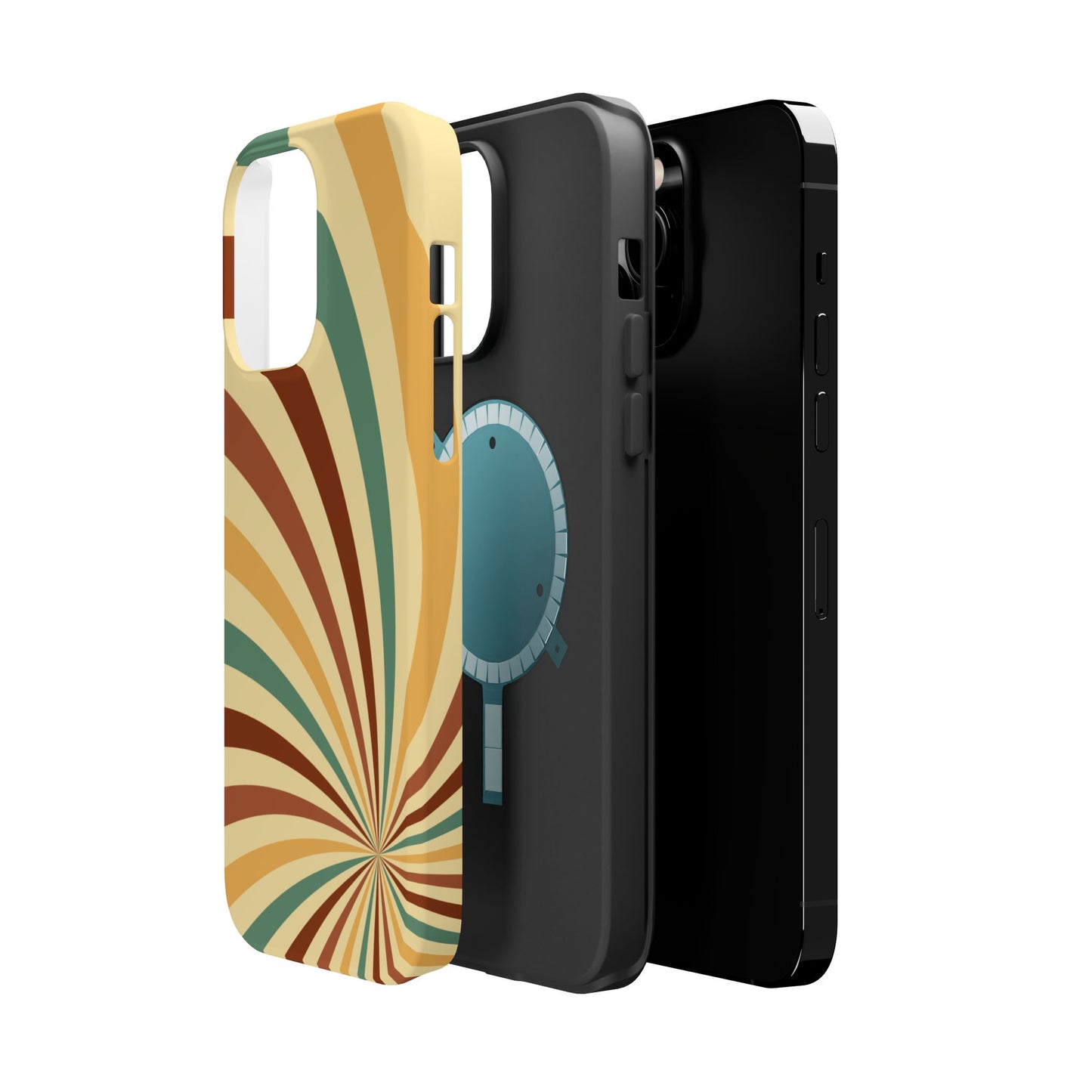 Earthy Retro Swirl MagSafe iPhone Case – Dual-Layer Protection with 70s-Inspired Earth Tones