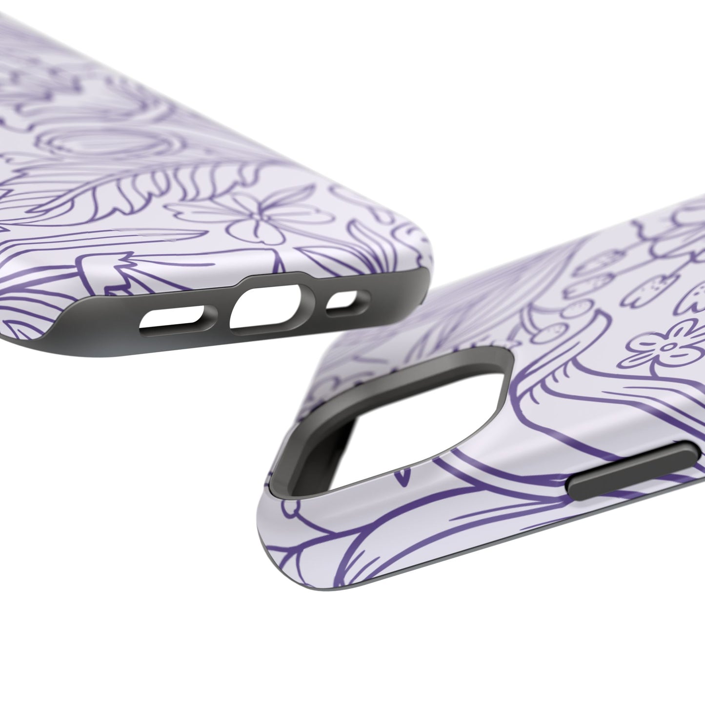 Lavender Floral Line Art Tough MagSafe iPhone Case – Minimalist Botanical Design with Dual-Layer Protection