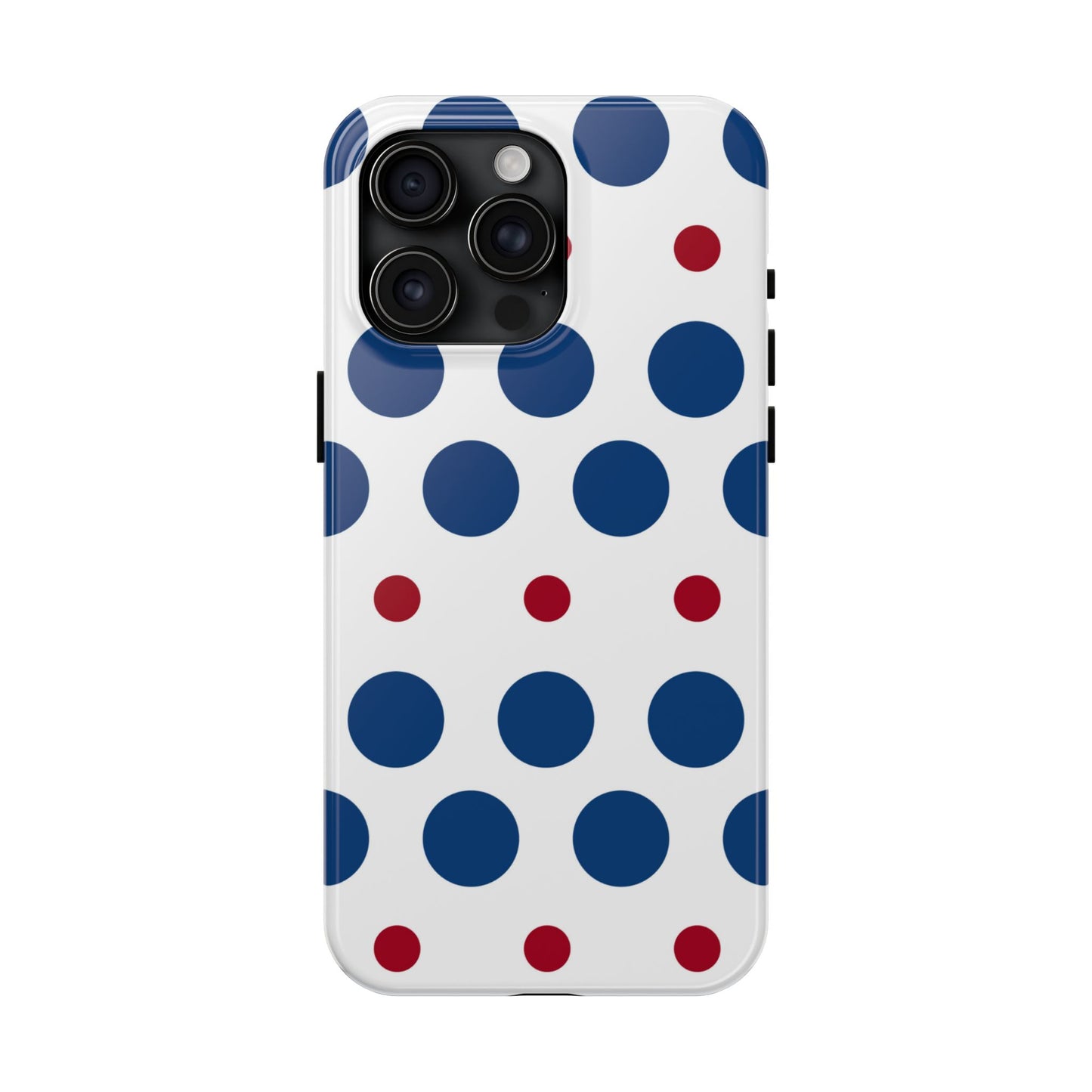 Bold Navy & Red Polka Dot Pattern – iPhone Case