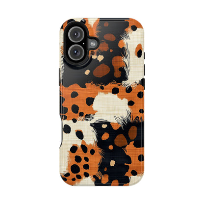 MagSafe iPhone Case: Cheetah Plaid – Brown & Black Pattern