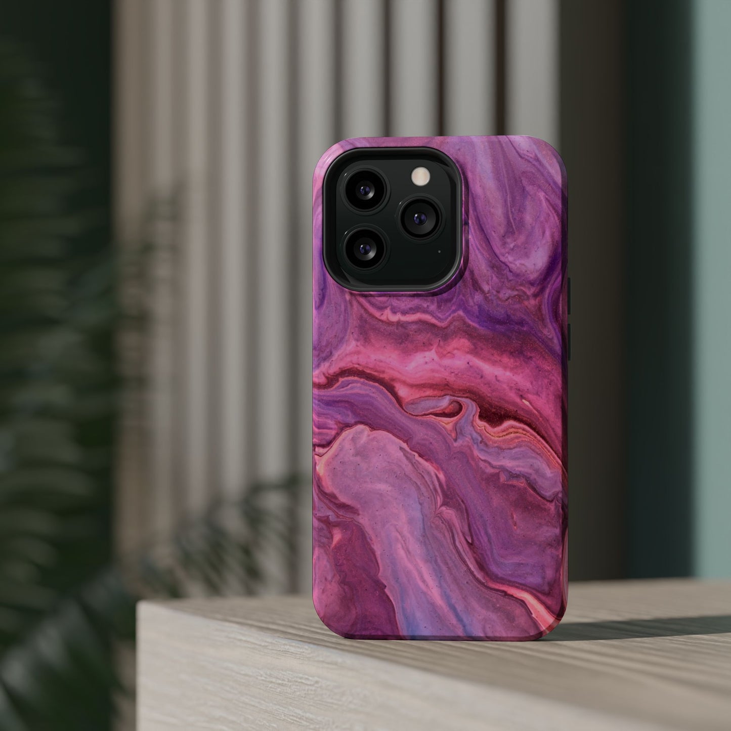 Lavender Dreamscape – MagSafe Case with Abstract Purple & Pink Marble Art