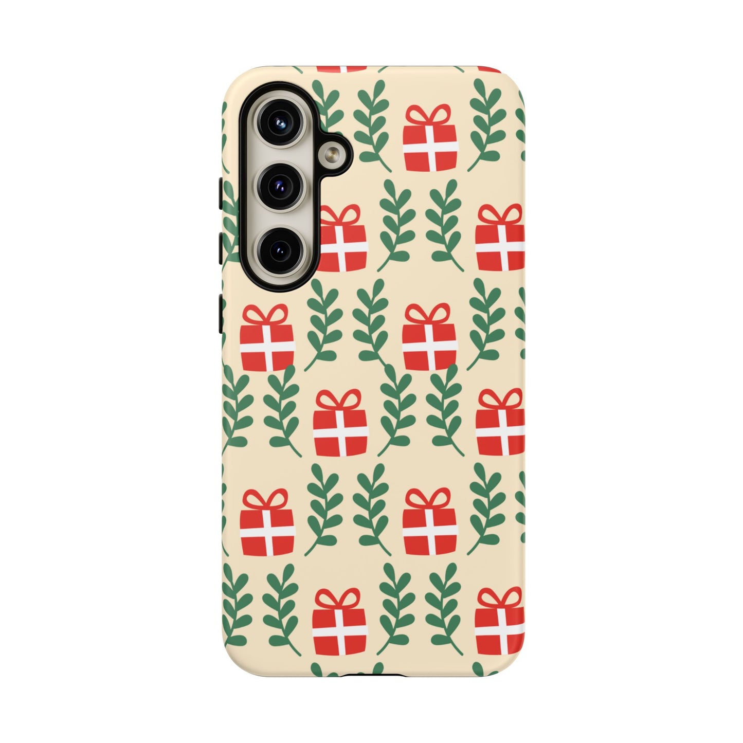 Samsung Galaxy Case: Holiday Cheer – Red Gifts & Green Leaves