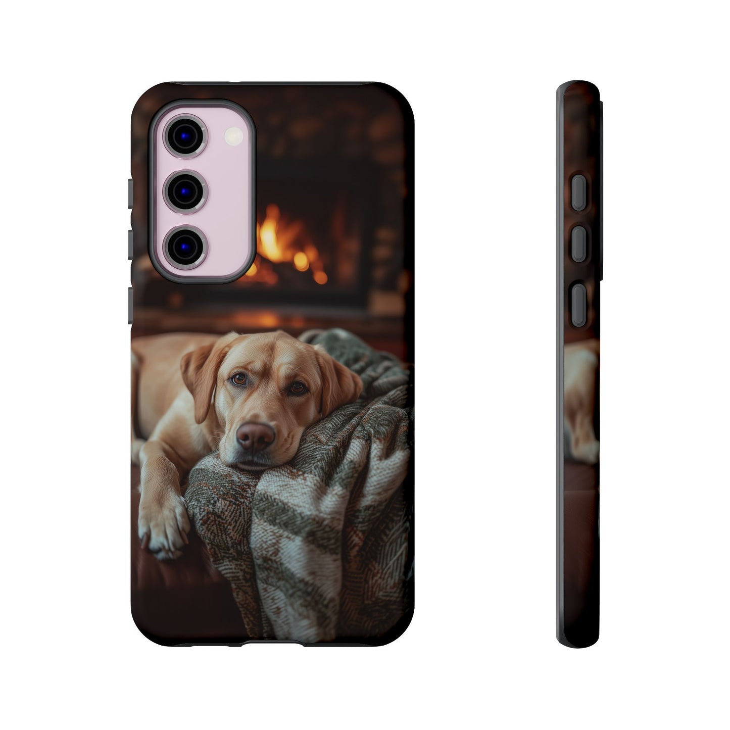 Cozy Labrador by Fireplace Samsung Galaxy Case – Rustic Cabin Protective Cover