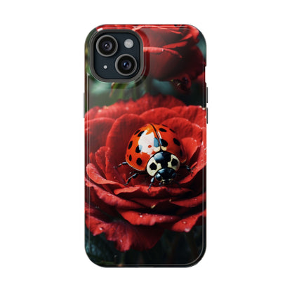 Elegant Rose & Ladybug Charm - MagSafe iPhone Case