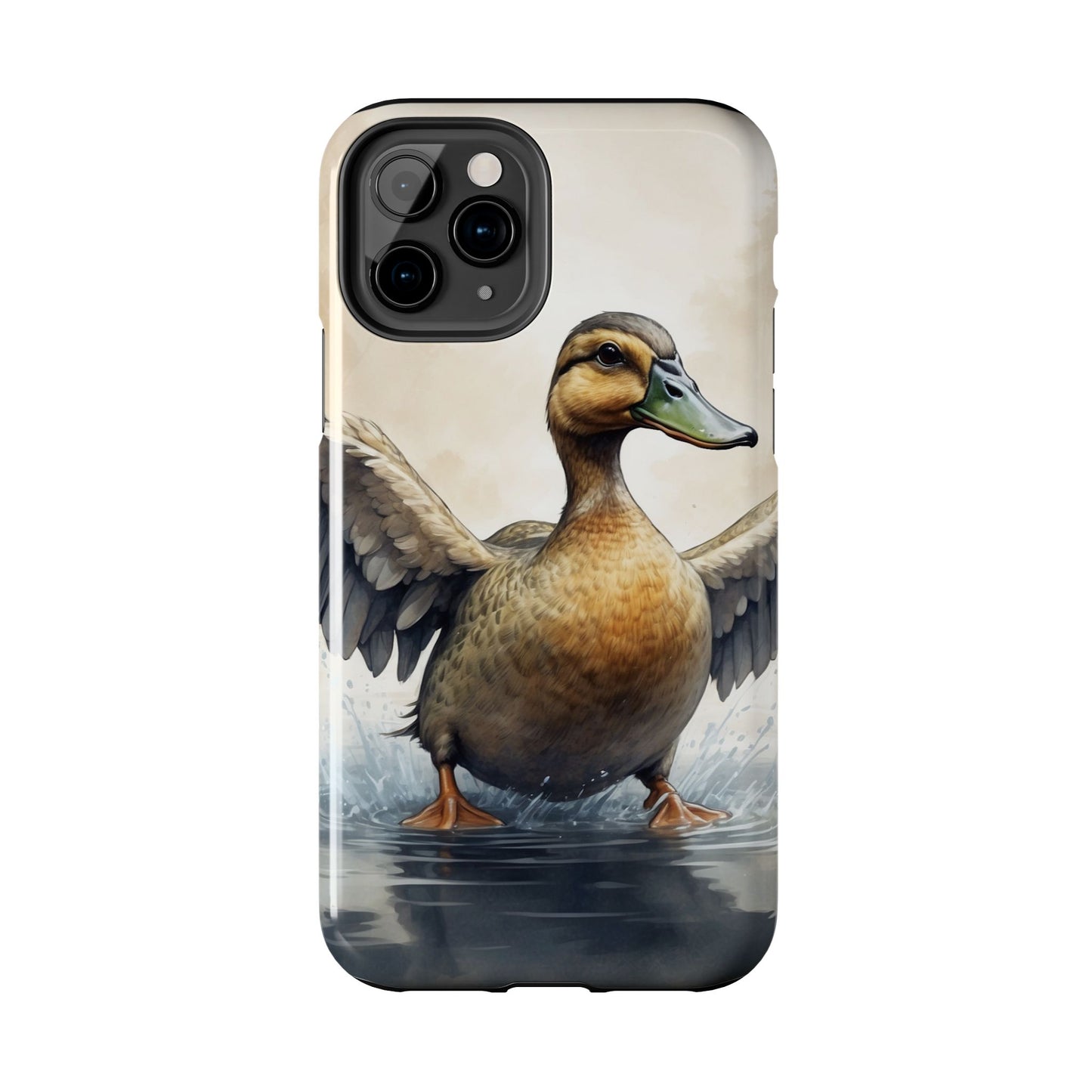 Graceful Duck in Watercolor Scene - iPhone Case