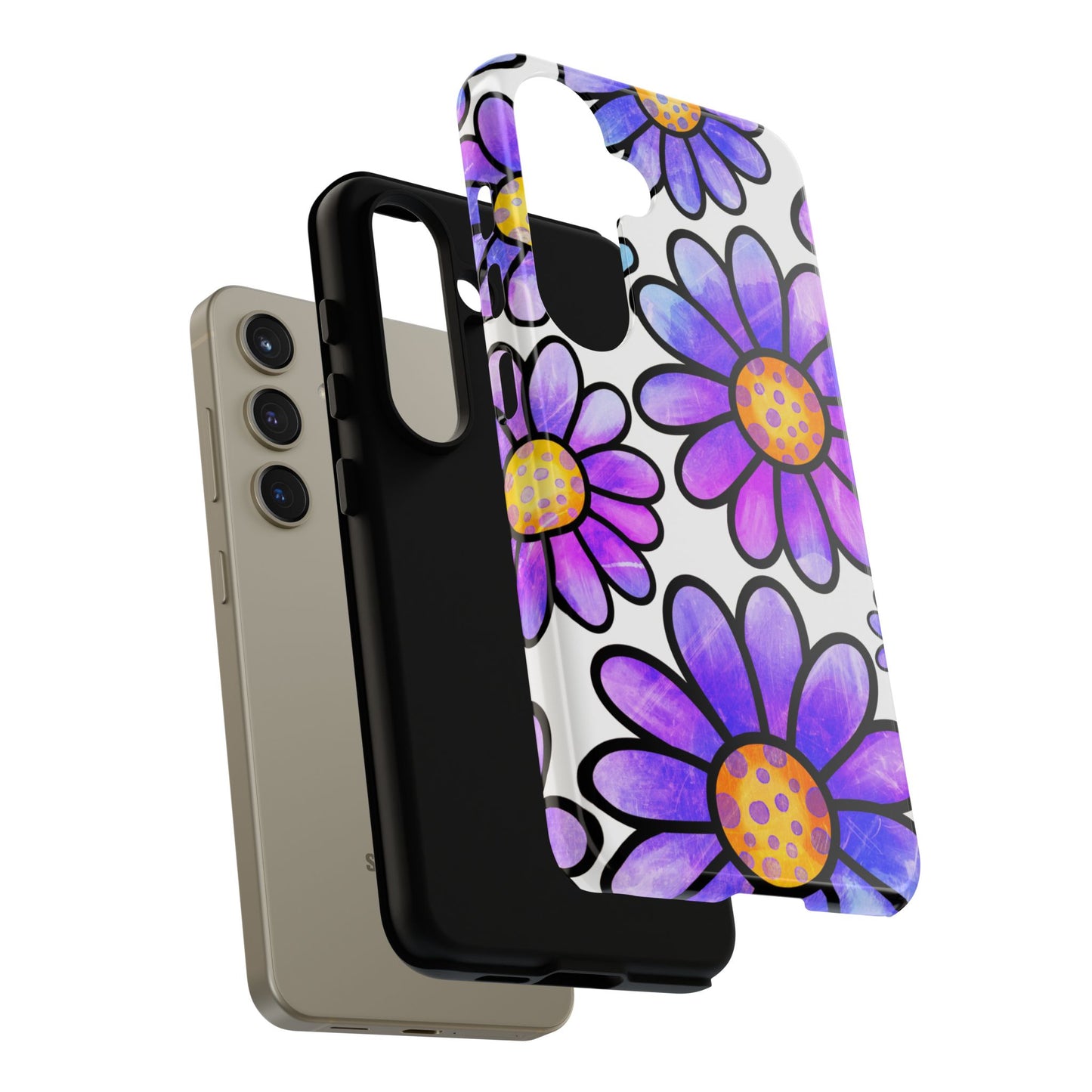 Purple Daisy Delight Samsung Galaxy Case – Slim Profile, Glossy Finish