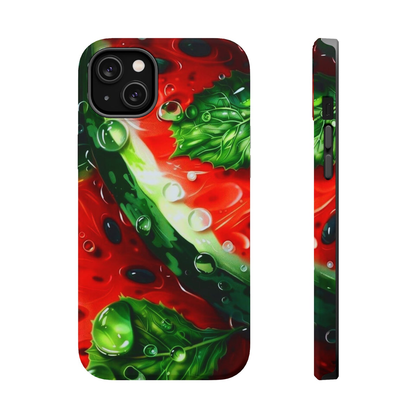 Juicy Watermelon & Mint MasSafe iPhone Case – Tough Dual-Layer, Vibrant Summer Design