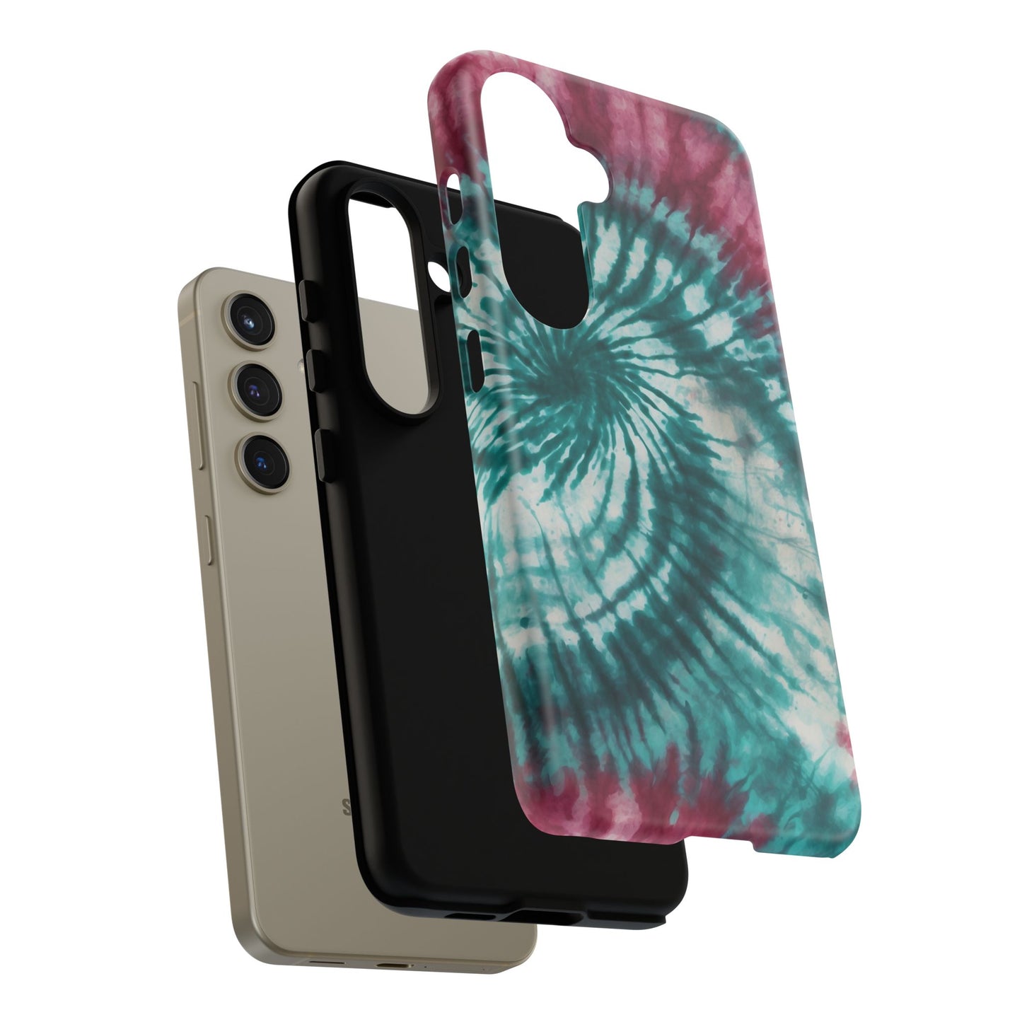 Teal and Pink Spiral Tie-Dye Samsung Galaxy Case – Boho Chic Design