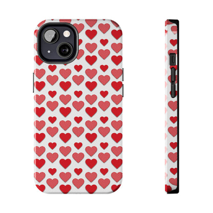 Red & Polka Dot Hearts iPhone Case