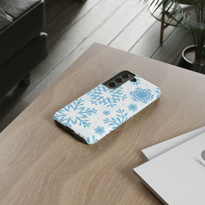 Frosty Blue Snowflakes Samsung Galaxy Case – Shockproof, Smooth Matte Finish, Dual-Layer Design