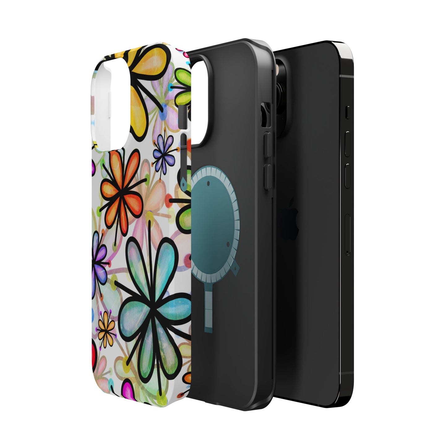 Retro Floral Pop MagSafe iPhone Case – Ultra-Slim Design, High-Gloss Finish