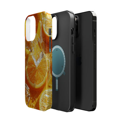 Citrus Orange Splash MagSafe iPhone Case – Dual-Layer Tough Protection, Vibrant Summer Design