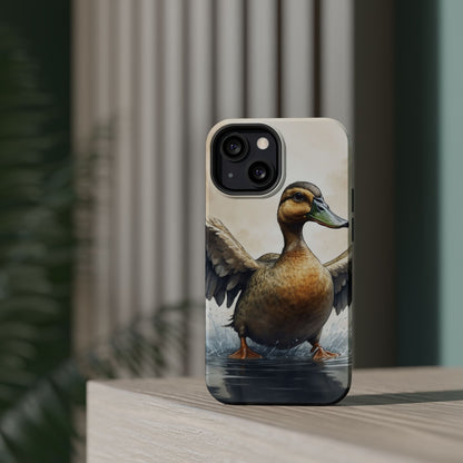 Graceful Duck in Watercolor Scene - MagSafe iPhone Case