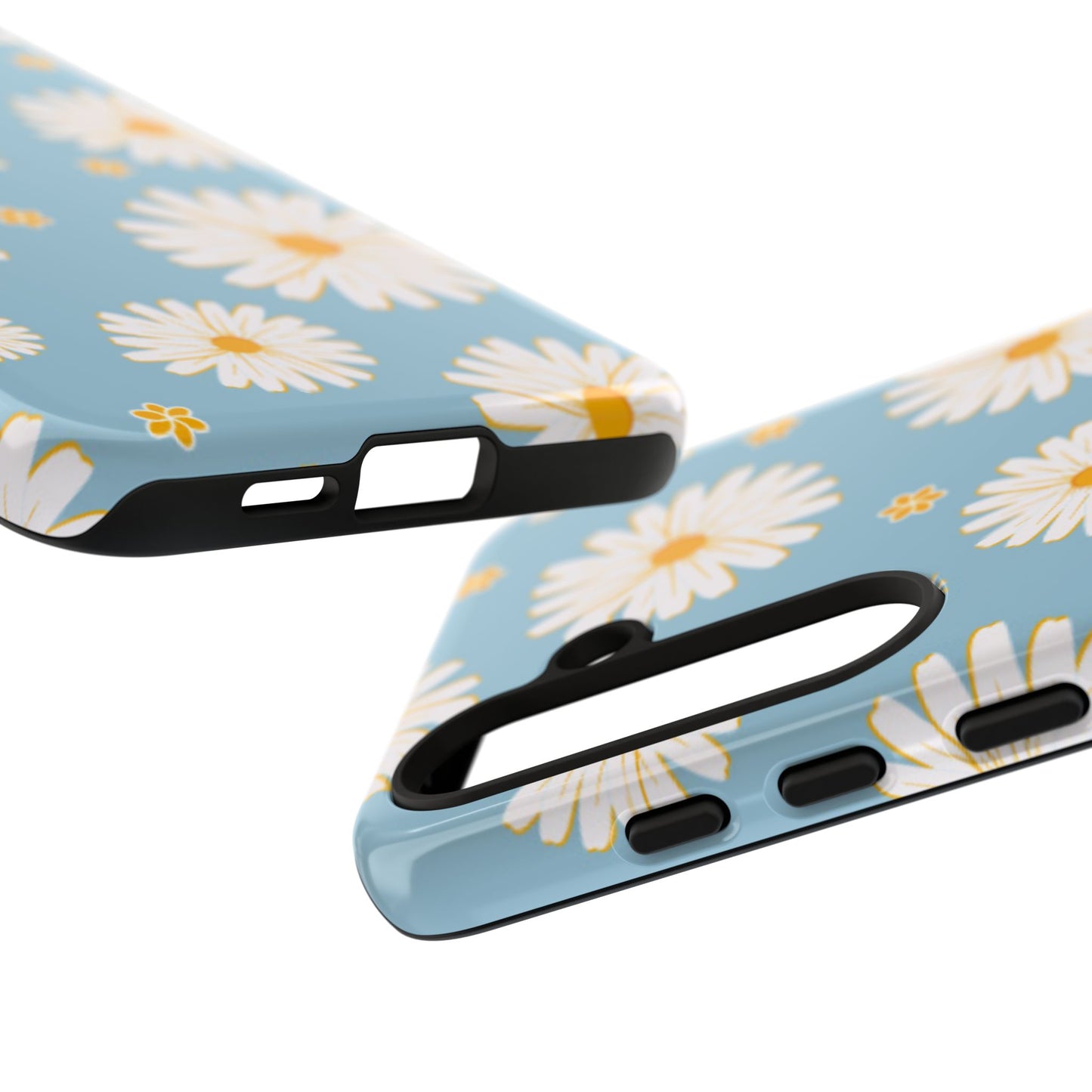 Bright Daisy Samsung Galaxy Case – Light Blue Background, Shockproof and Slim Design