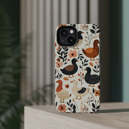 MagSafe iPhone Case: Vintage Duck – Floral & Leaf Design