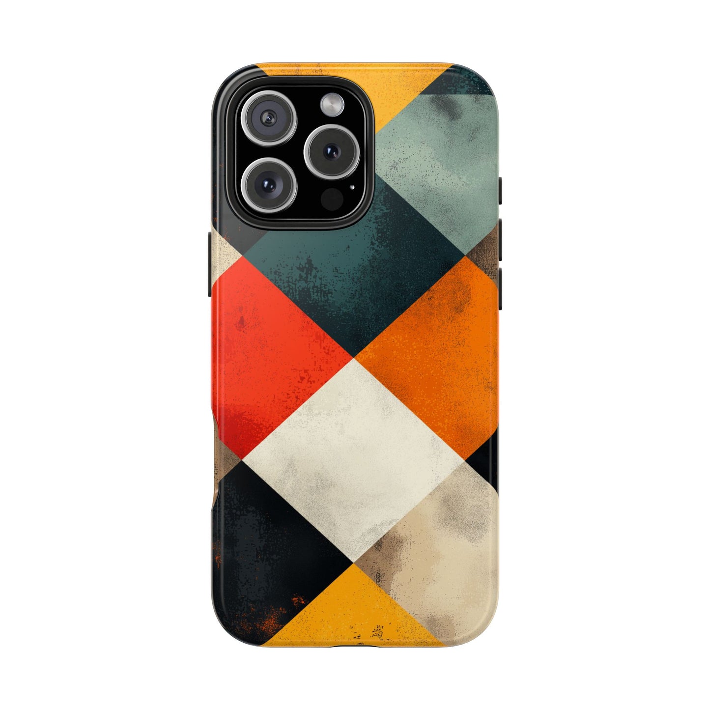 Geometric Retro iPhone  Case - Colorful Checkered Protective Cover