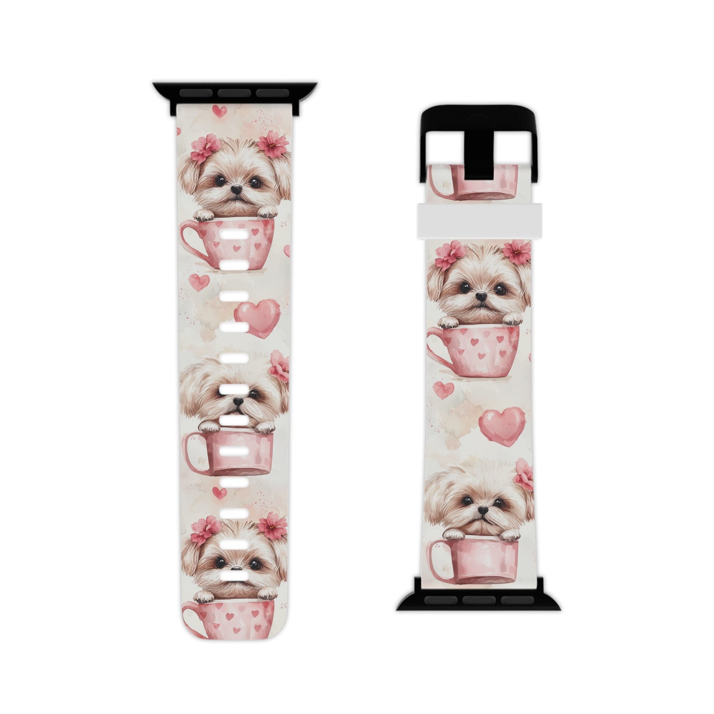 Floral Puppy in Teacup Apple Watch Band