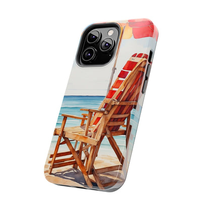 Beach Bliss iPhone Series Case – Relaxing Seaside Chair and Umbrella Design