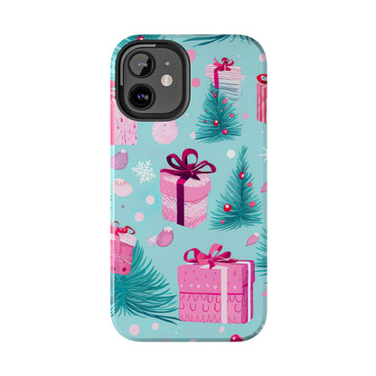 Festive Pink Christmas Gifts and Evergreen iPhone Case – Holiday Theme, Protective Cover