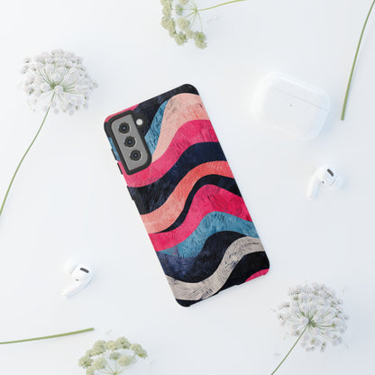 Abstract Wave Pattern Samsung Galaxy Case – Shockproof, Matte Finish, Dual-Layer Protection