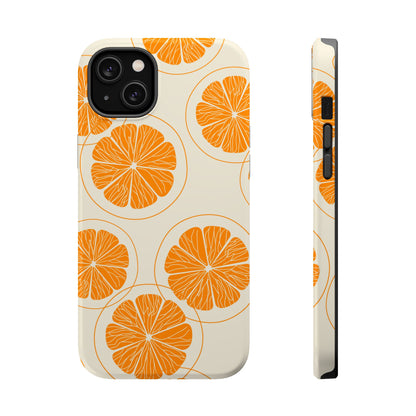 Citrus Burst Pattern Tough MagSafe iPhone Case – Bold Orange Design, Shockproof Protection