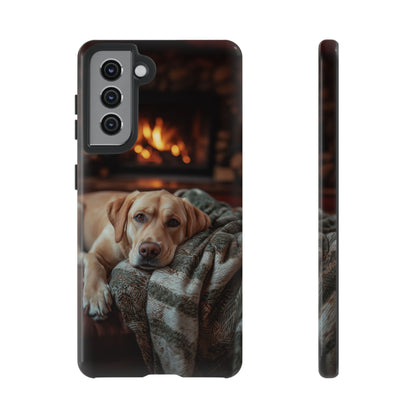 Cozy Labrador by Fireplace Samsung Galaxy Case – Rustic Cabin Protective Cover