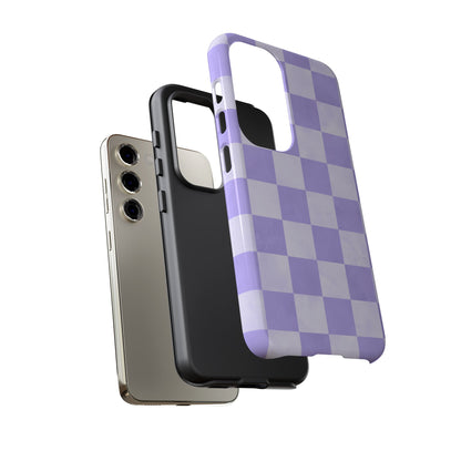 Lavender Checkerboard Samsung Galaxy Case – Shockproof, Smooth Matte Finish, Dual-Layer Design