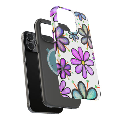 Whimsical Lavender Floral MagSafe iPhone Case – Ultra-Slim, High-Gloss Finish