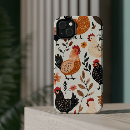 MagSafe iPhone Case: Cluckin' Vintage – Chickens & Leaves